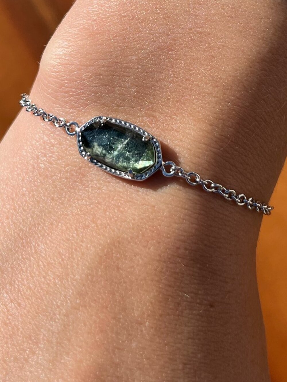 Kendra Scott Stone Chain Bracelet Silver Tone